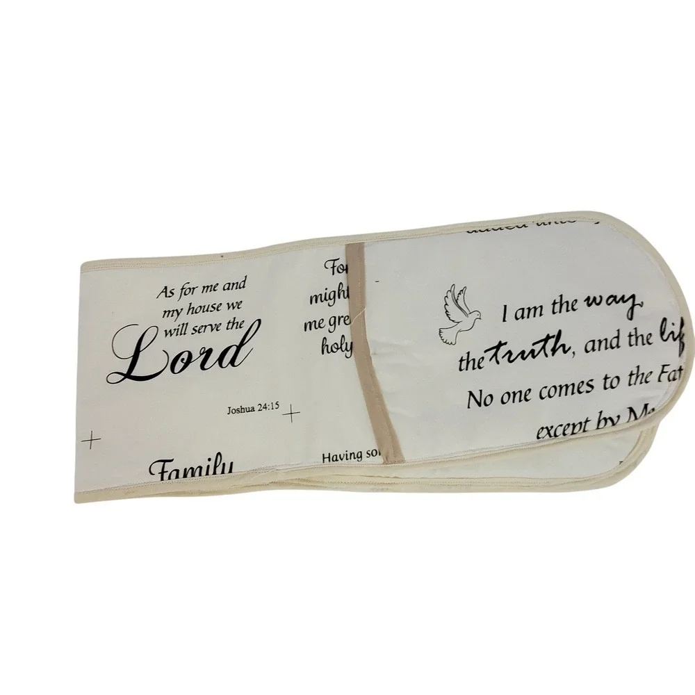 Religious Bible Verse Double Oven Mitt Cream Black Scripture Quotes Long Glove